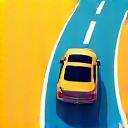 Symbol eines Autos, das auf einer Straße wegfährt